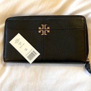 Tory Burch Ivy ZipContinental Black Leather Wallet